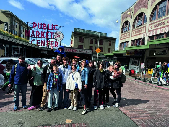 Cultural Integration Program participants on a group field trip to Pike Place Market.
